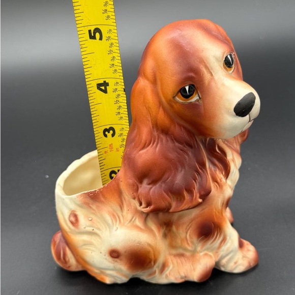 Ceramic Dog Planter - Brown and Cream Planter - Picture 4 of 4